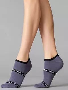 Короткие носки с опоясывающим рисунком в виде полосок с повторяющимися надписями "Sport Chic" Minimi JSMINI SPORT CHIC 4300 (5 пар) grigio min